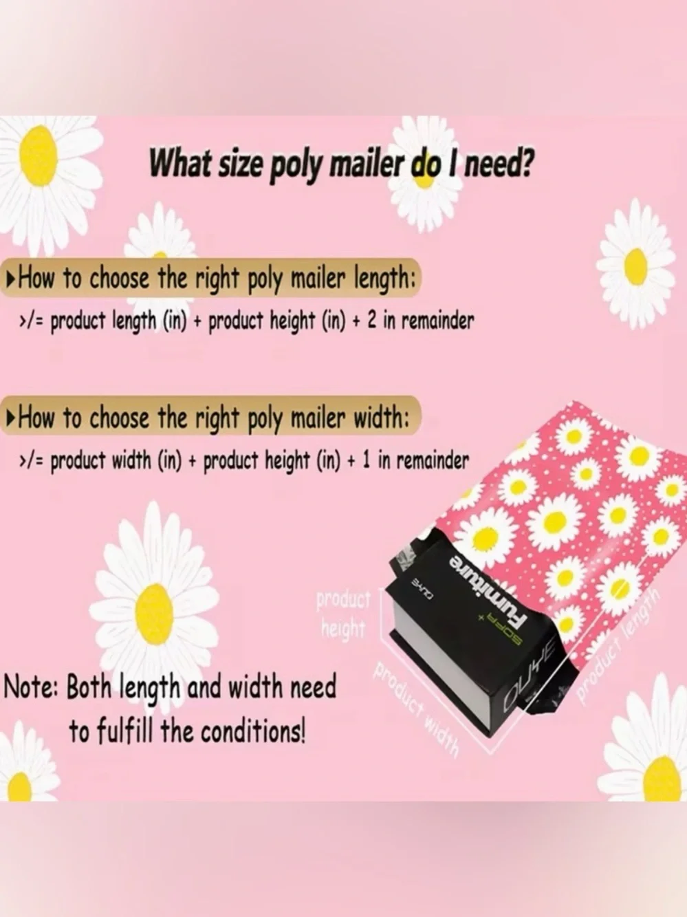 30 10” x 13” Pink Floral Poly Mailers